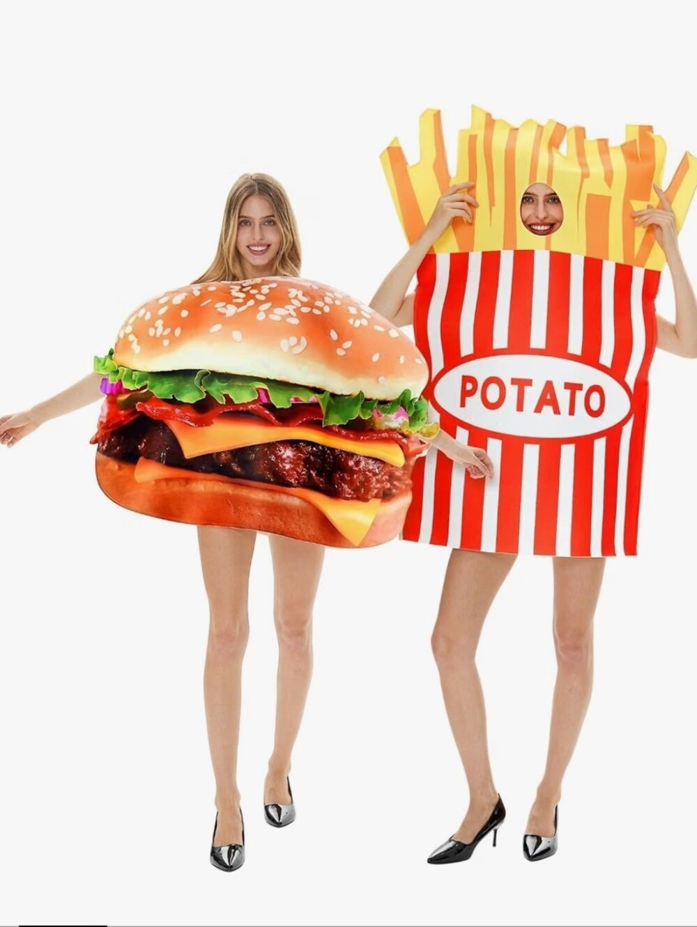 2Pcs Couples Hamburger & French Fries Costumes